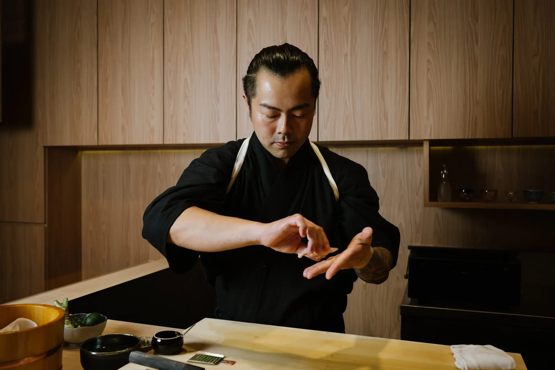 Chef Masa making Sushi in Singapore