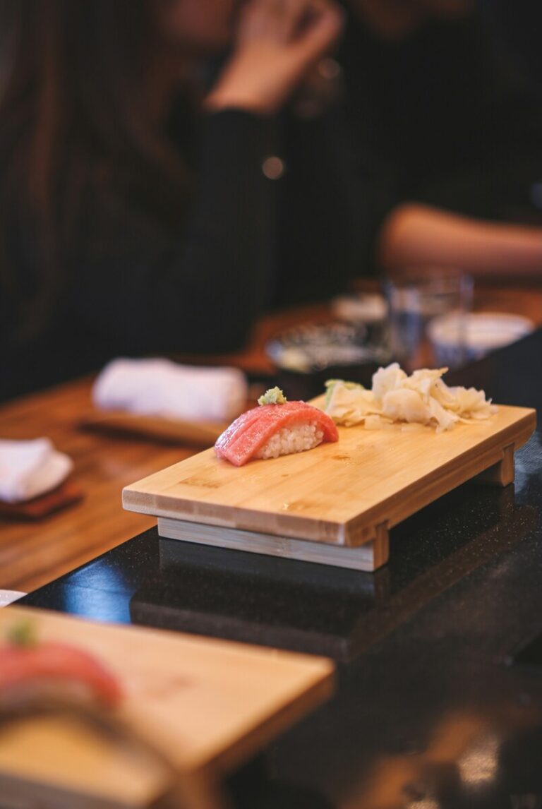 A beautifully plated sushi selection served inside a private dining room of a Japanese restaurant, offering guests a quiet, elevated atmosphere for an intimate meal.